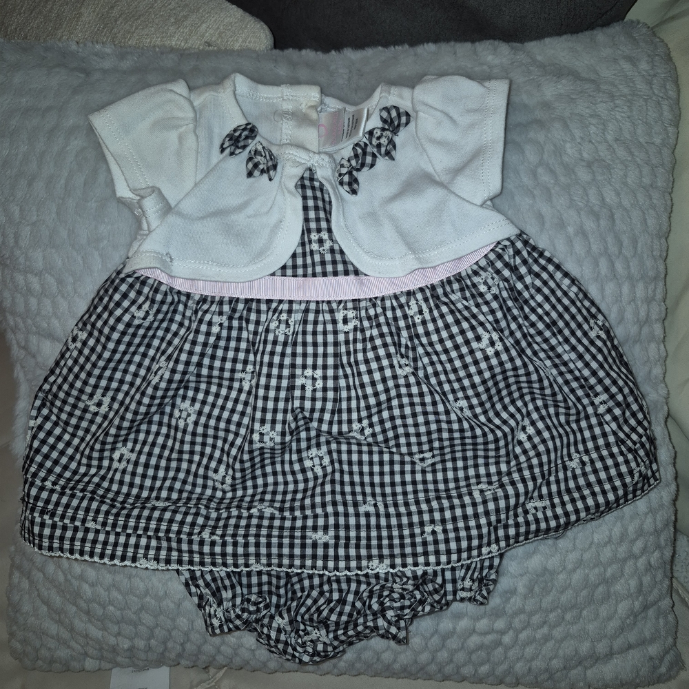 Charming Black and White Baby Checkered Dress Set